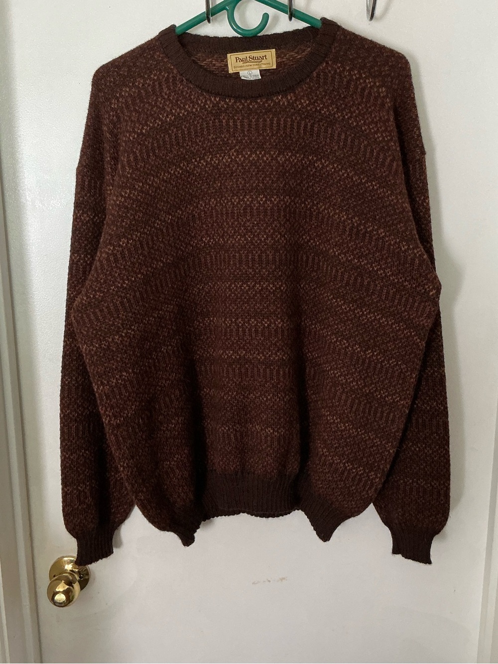 Paul Stuart Brown Alpaca Crewneck Sweater Jumper Large
